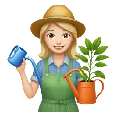 woman gardener with watering pot sticker