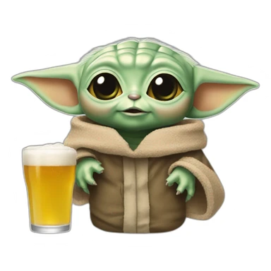 Baby yoda buvant une bierre sticker