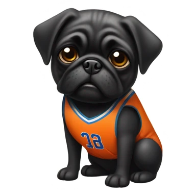 Black pug in a basketball uniform sticker