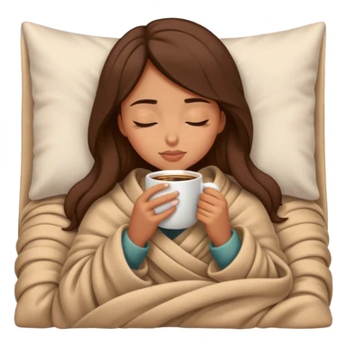 girl inside a blanket sipping coffee eyes closed sticker