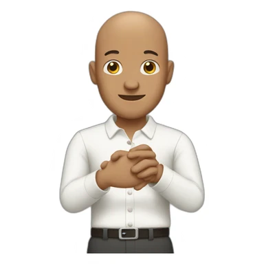 A bald man combining his two hands  sticker