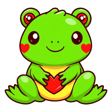 Good morning frog with hearts  sticker
