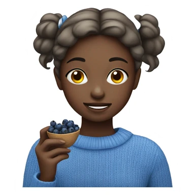 girl in a blue jumper eating blueberries  sticker