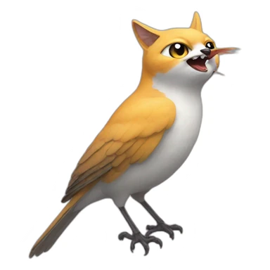 A bird on a cat sticker