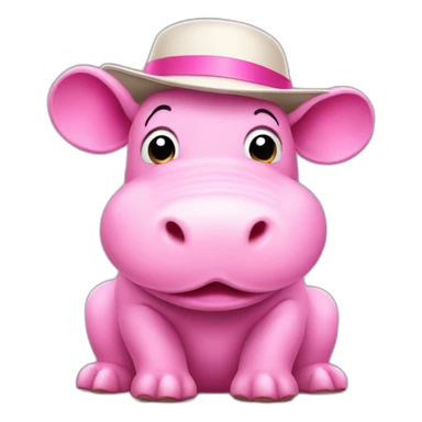 cute pink hippo wearing cricket hat sticker