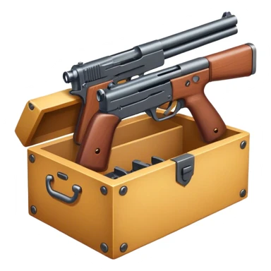  box with guns sticker
