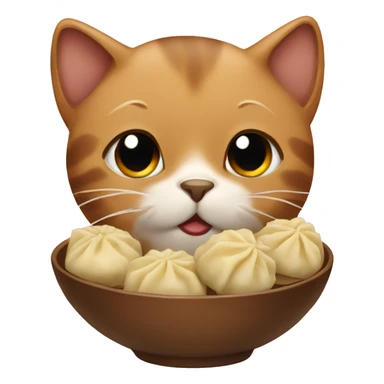 Brown cat with the dumplings  sticker