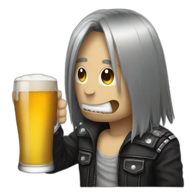 Metalhead drinking a glass of beer sticker