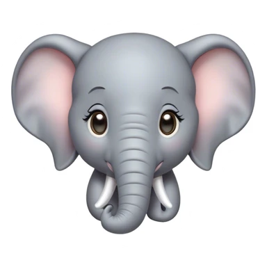 Cinematic Cute Elephant Portrait Emoji, Head tilted playfully and inquisitively, featuring a glossy gray hide with soft, rounded ears and round, sparkling eyes filled with curious wonder, Simplified yet irresistibly adorable features, highly detailed, glowing with a warm, friendly glow, high shine, affectionate and lively, stylized with a touch of gentle whimsy, bright and endearing, soft glowing outline, capturing the essence of a mischievous yet loving elephant, so playful it feels like it could lumber out of the screen into your arms! sticker