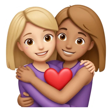 two people hugging with hearts sticker