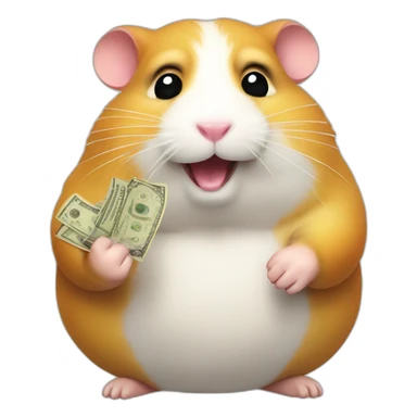 Fat hamster giving a lot of money sticker