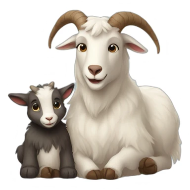 a goat and and a bear in love with their child sticker