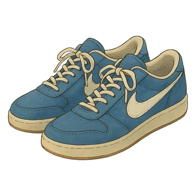 ghibli style blue Nike shoes, no background sticker