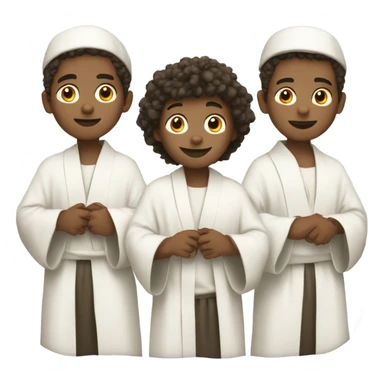 Three boys indoors in white robes sticker