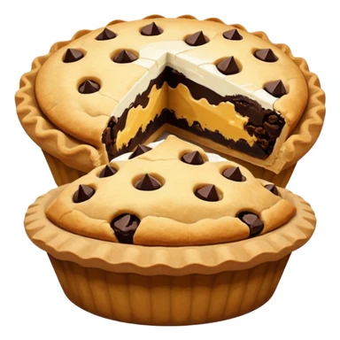 Baking community humanless avatar in clean emoji-style illustration. Pie, cookie, and muffin warm golden tones, simple shapes, flat design, high contrast, cozy and friendly. sticker