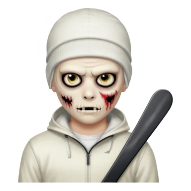 zombie boy with emo hair and white shirt with a ski mask on hair from Nike da syna sticker