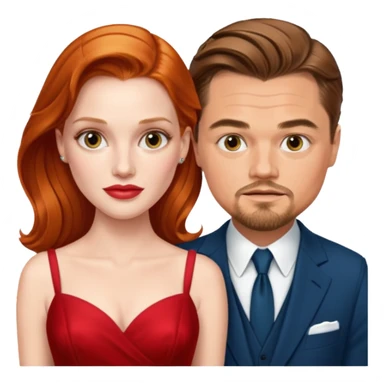 leonardo di caprio and Jessica Chastain in a red dress sticker