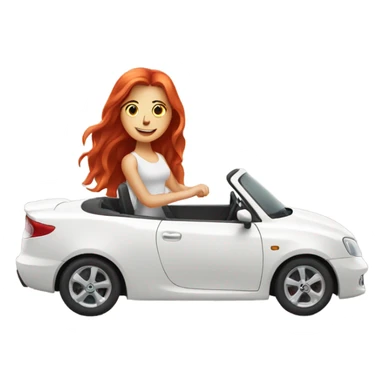 White car with a red headed girl driving sticker