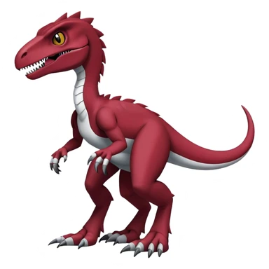  Cool Edgy Maroon Digimon-Fakemon-Velociraptor full body sticker