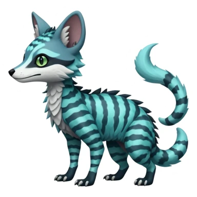 Cute cool handsome gorgeous realistic zig-zag-patterned striking blue-cyan-minty-green-gradiented with dark undertones, white underside, thunderous stormy edgy badass realistic Vernid-Sergal-Genet-Trico-species by LiLaiRa, full body sticker