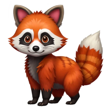 Realistic cool edgy 4-legged quadrupedal Red-Panda-Lemur-Raccoon-Dog-Red-Fox-animal-fusion-hybrid, Full body sticker
