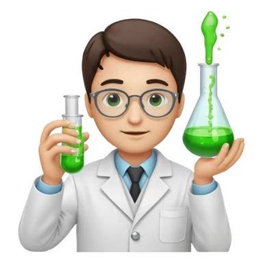 scientist emoji, lab coat, test tube sticker