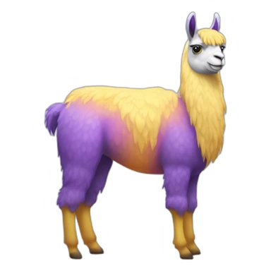 a purple llama with gradients white spots with a yellow-blue mat on its back sticker