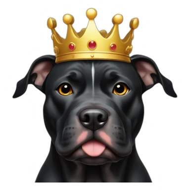 all black pitbull dog with golden crown on his head sticker