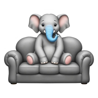 Please generate an emoji of An elephant is sitting on the sofa sticker