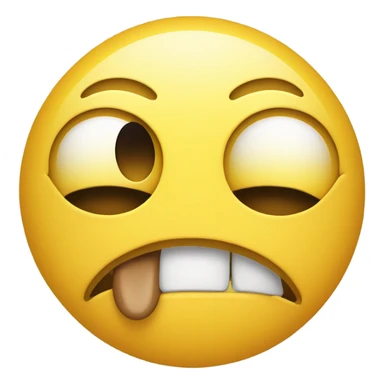 Yellow round emoji with one eye fully opened, but another eye half closed like he was cringed out, with a straight mouth sticker