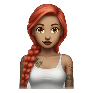 Beautiful girl with white skin, long red hair and tattoos sticker