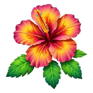 rainbow hibiscus with leaves sticker