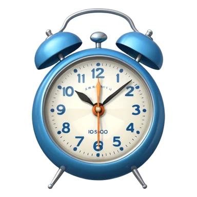 blue alarm clock with a bell on top sticker