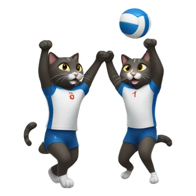 two cats playing volleyball sticker