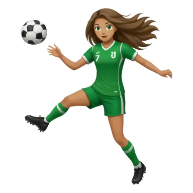 Long Haired Football Players, Female player, green cloth, full body kick ball sticker