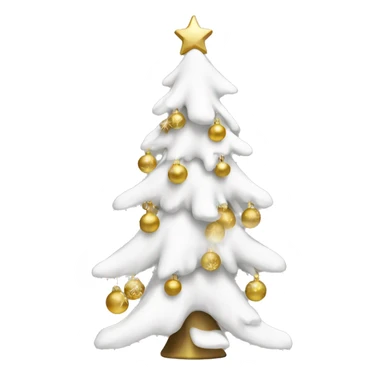 snow christmas tree with white and gold decorations sticker