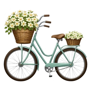 Bicycle with a basket filled with white flowers sticker