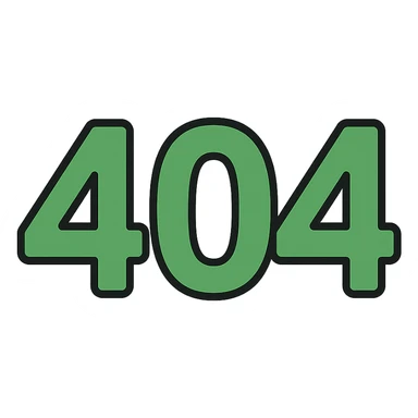 404 in green and black, color outline icon style, bold numbers sticker