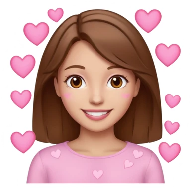 mujer con corazones rosas pelo cafe sticker