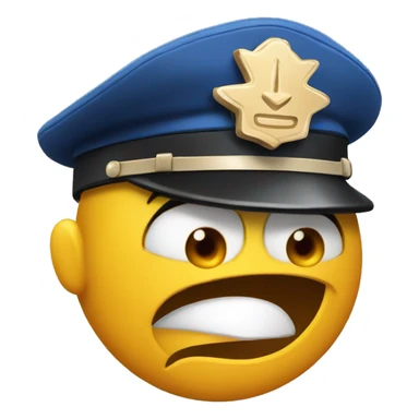 angry emoji face with policeman hat with stop hand gesture sticker