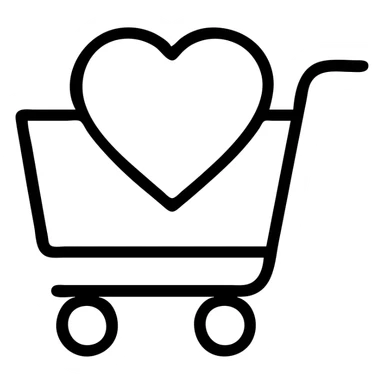 outlined shopping cart with a big heart inside sticker