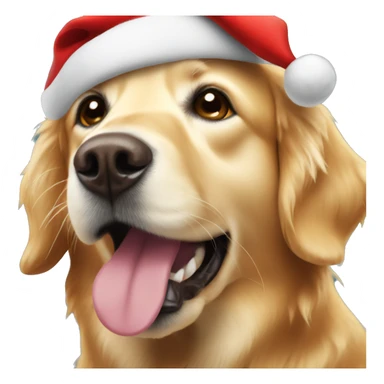 Golden retriever with Santa hat sticker