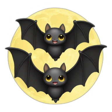black baby bat wings in front of light yellow moon sticker