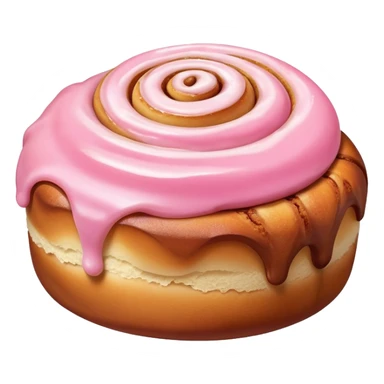 single cinnamon roll with pink glaze sticker