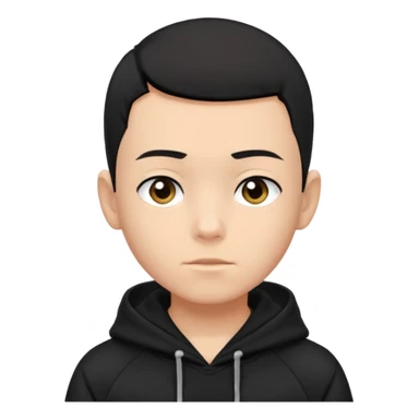 A boy with a black hoodie. Black hair. Haircut buzzcut. sticker
