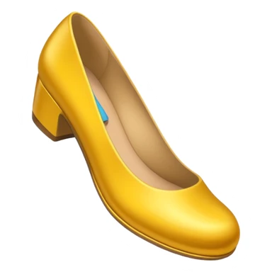 A 3D cartoon golden-yellow flat shoe with rounded toe and simple chic design, glossy finish, isolated background, Memoji-style. sticker
