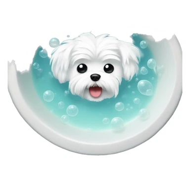 bath tub filled with white bubbles and angry Maltese inside  sticker