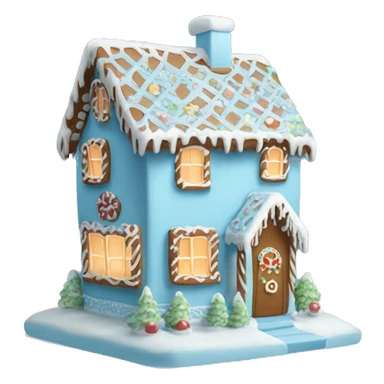 Cosy light blue gingerbread house  sticker