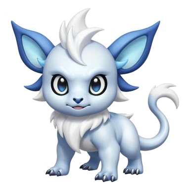 White glossy soft silky furry iridescent Absol-Shinx-fusion-hybrid, full body sticker