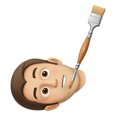 Paint brush painting a painting of a man upside down  sticker